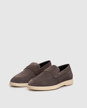 Stefano Ricci Brown suede loafers with textured logo UC62G2466SDP