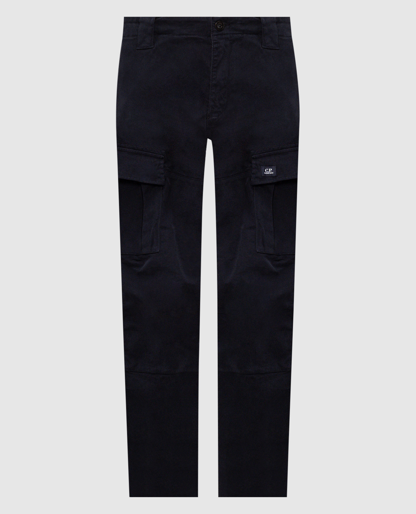 Blue cargo pants with logo patch