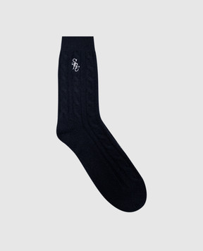 Sporty & Rich Blue cashmere and wool patterned socks AC10885302BL106