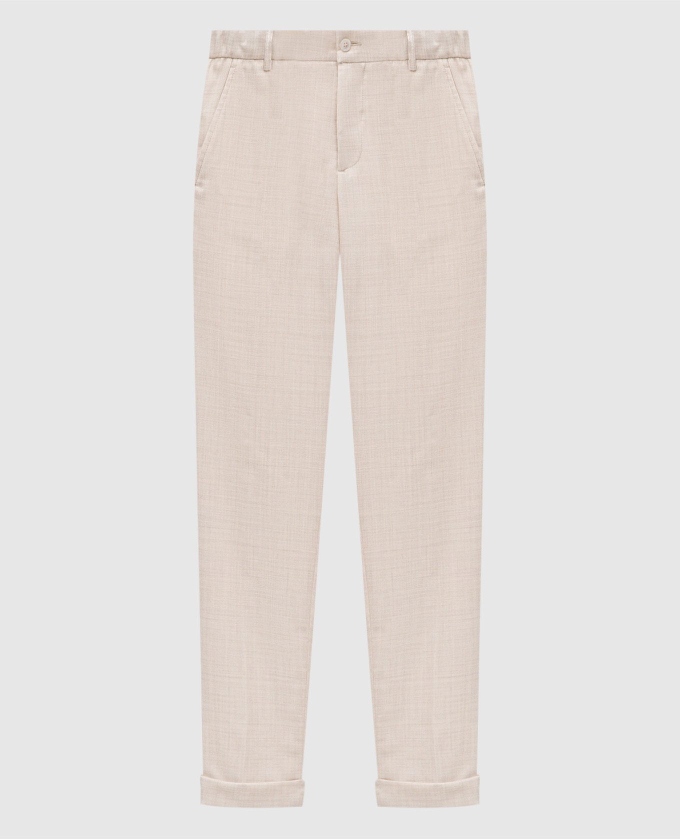 Beige wollen broek