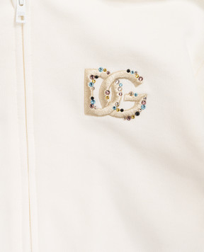 Dolce&Gabbana Children's beige sports jacket with DG monogram embroidery L5JWCWG7PVI56