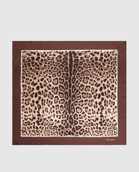 Dolce&Gabbana Beige leopard print silk scarf FN090RGDBYX