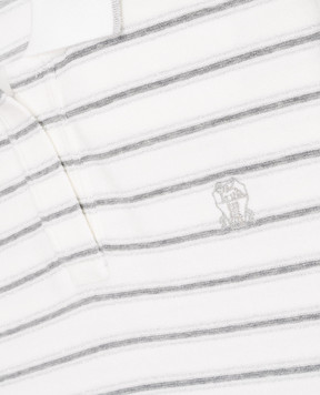 Brunello Cucinelli Children's striped polo shirt with lurex BQ987T481A