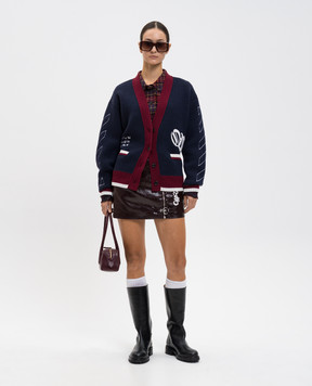 Off-White Blue wool cardigan with logo 2HB04GF25KNI001