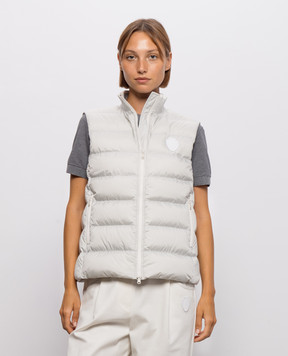 Brunello Cucinelli Grey down vest with logo patch MD5983306