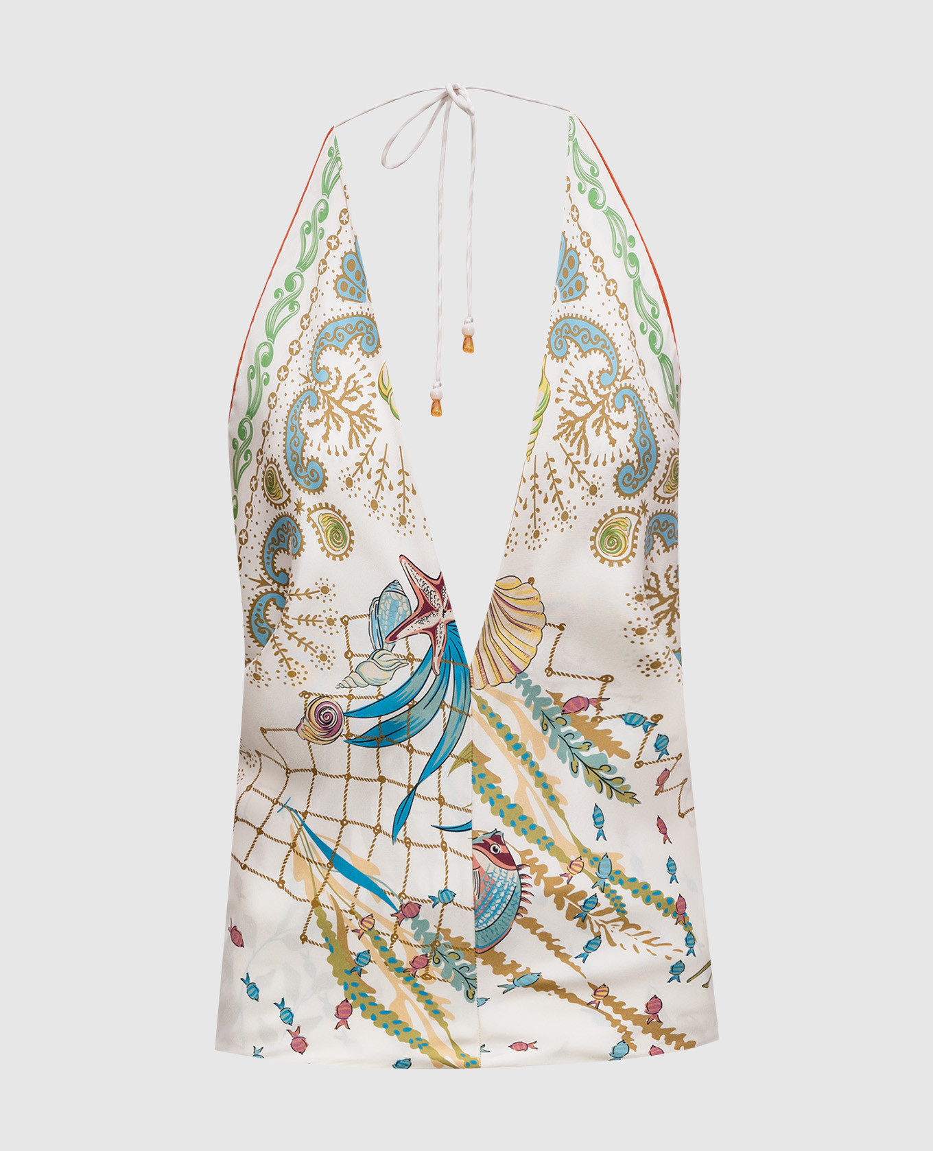 

Erita ivory printed silk top MANTERO 1902, Beige