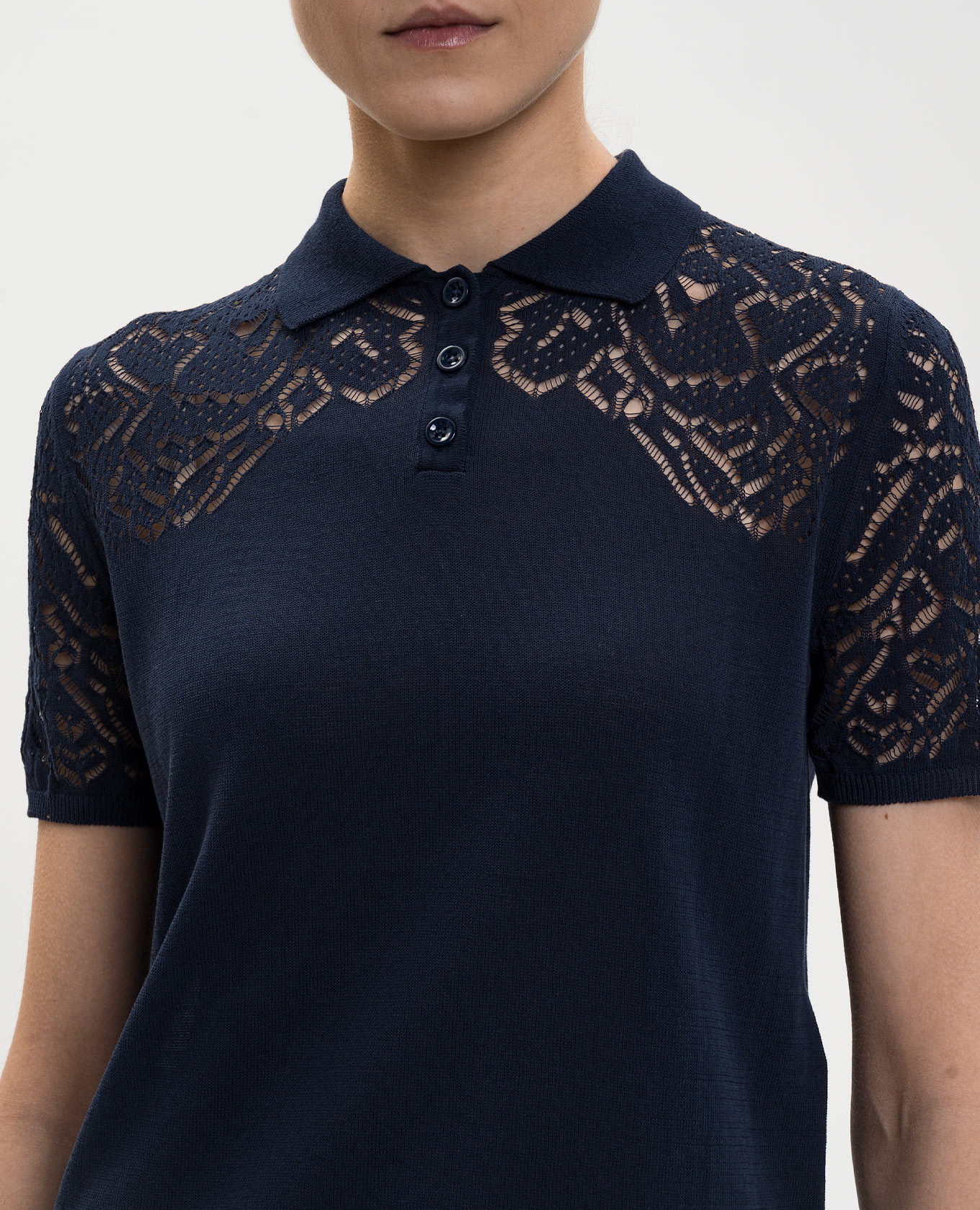 

Blue polo shirt with openwork embroidery Max & Co