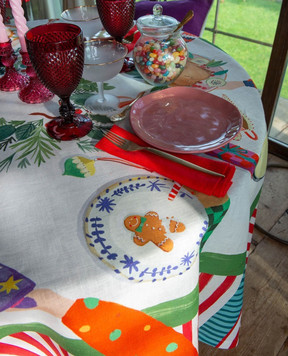 TESSITURA TOSCANA TELERIE HAND ON XMAS white tablecloth with linen NT250113020067