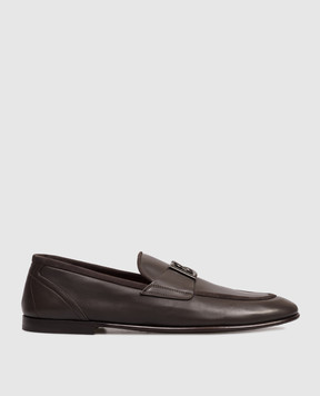 Dolce&Gabbana Brown leather loafers with DG logo monogram A50462A6O70