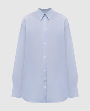 Toteme Blue linen shirt with monogram embroidery 253WRT0522FB0458