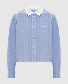 Juun.j Blue cropped checked shirt JW6464W52Q