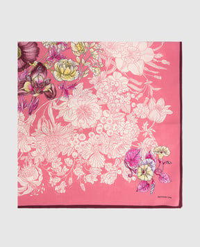 MANTERO 1902 Alba Flora pink silk scarf 0908F0023G57019