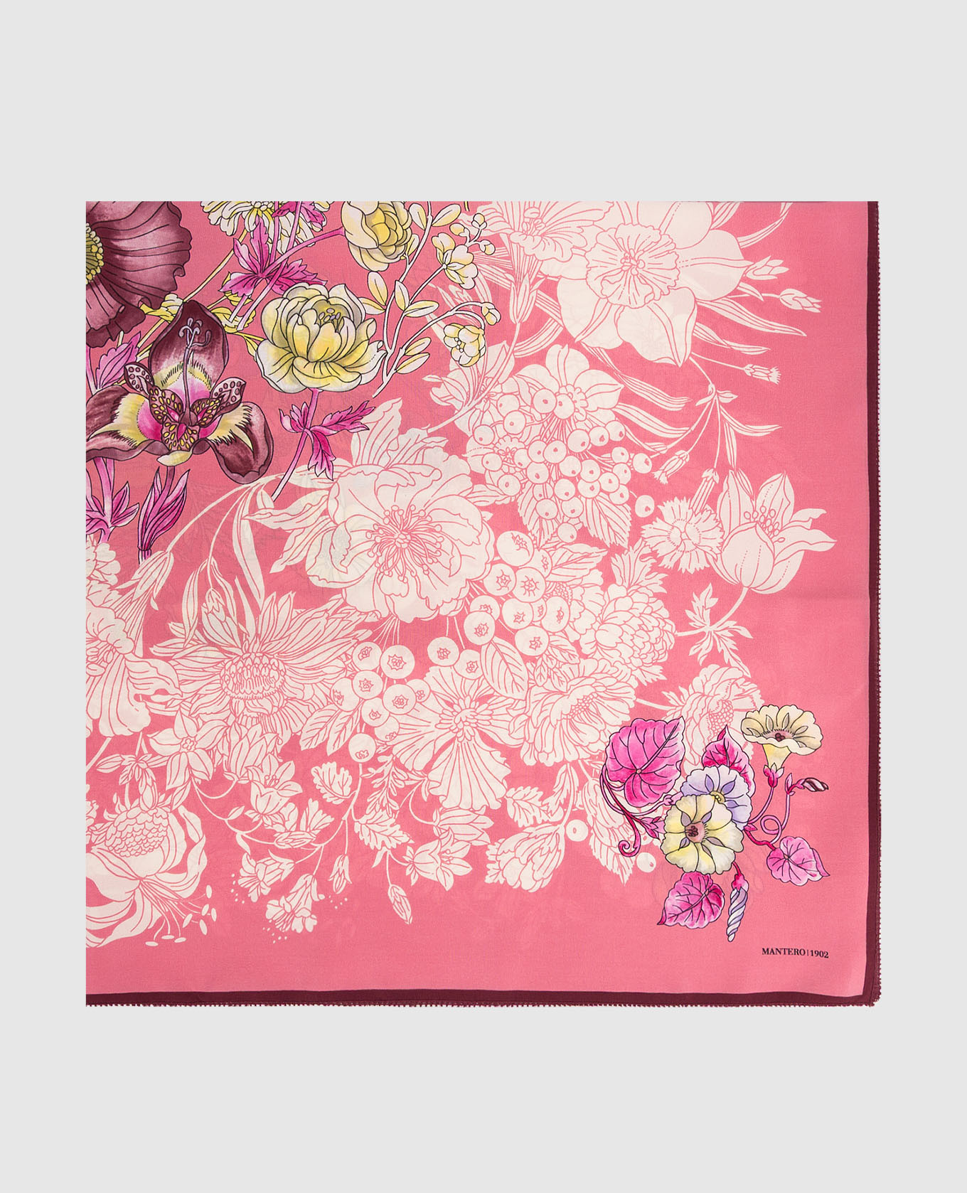 

Alba Flora pink silk scarf MANTERO 1902