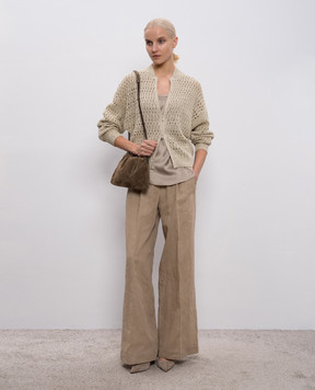 Brunello Cucinelli Beige openwork linen cardigan MCO564706