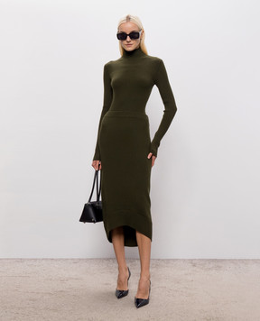 Victoria Beckham Green ribbed merino wool golf shirt 1426KJU007539A