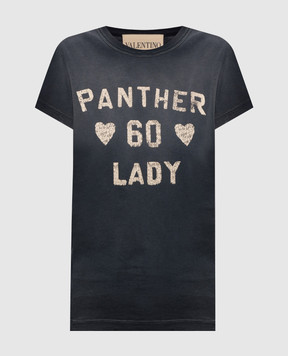 Valentino Grey Panther Lady T-shirt with vintage effect 8B3MG24Y9GL