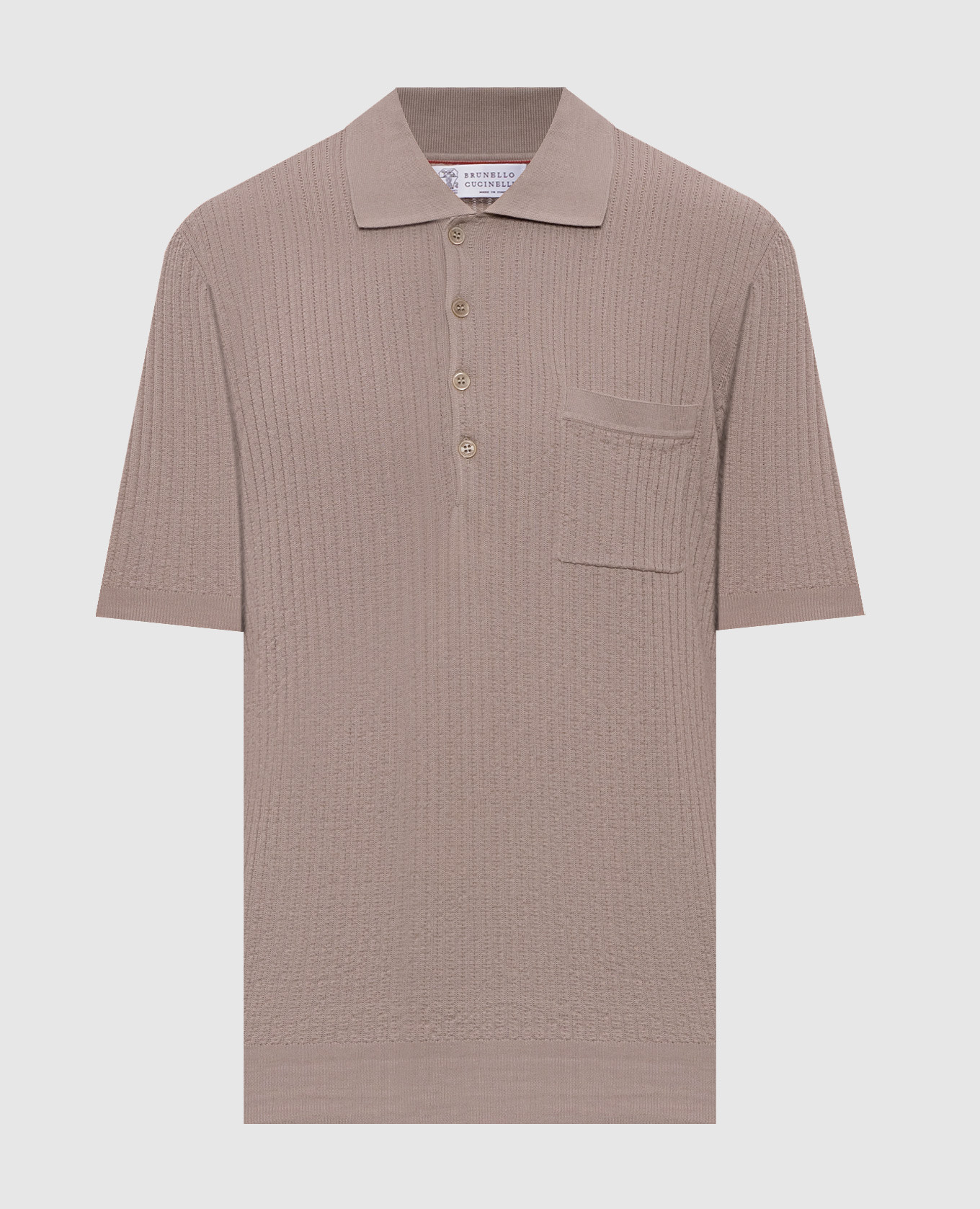 Beige polo shirt with woven pattern