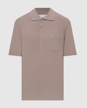 Brunello Cucinelli Beige polo shirt with woven pattern M29806205