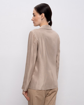 Peserico Beige linen jacket with branded patch S01163F01921