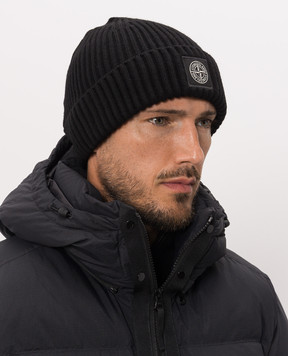 Stone Island Black wool hat L2S15N100002S00C3