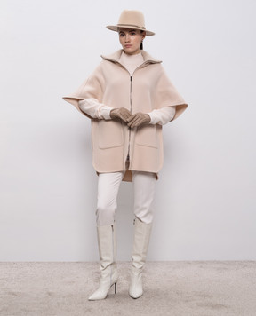 Peserico Beige wool and cashmere cape S22060E3194B