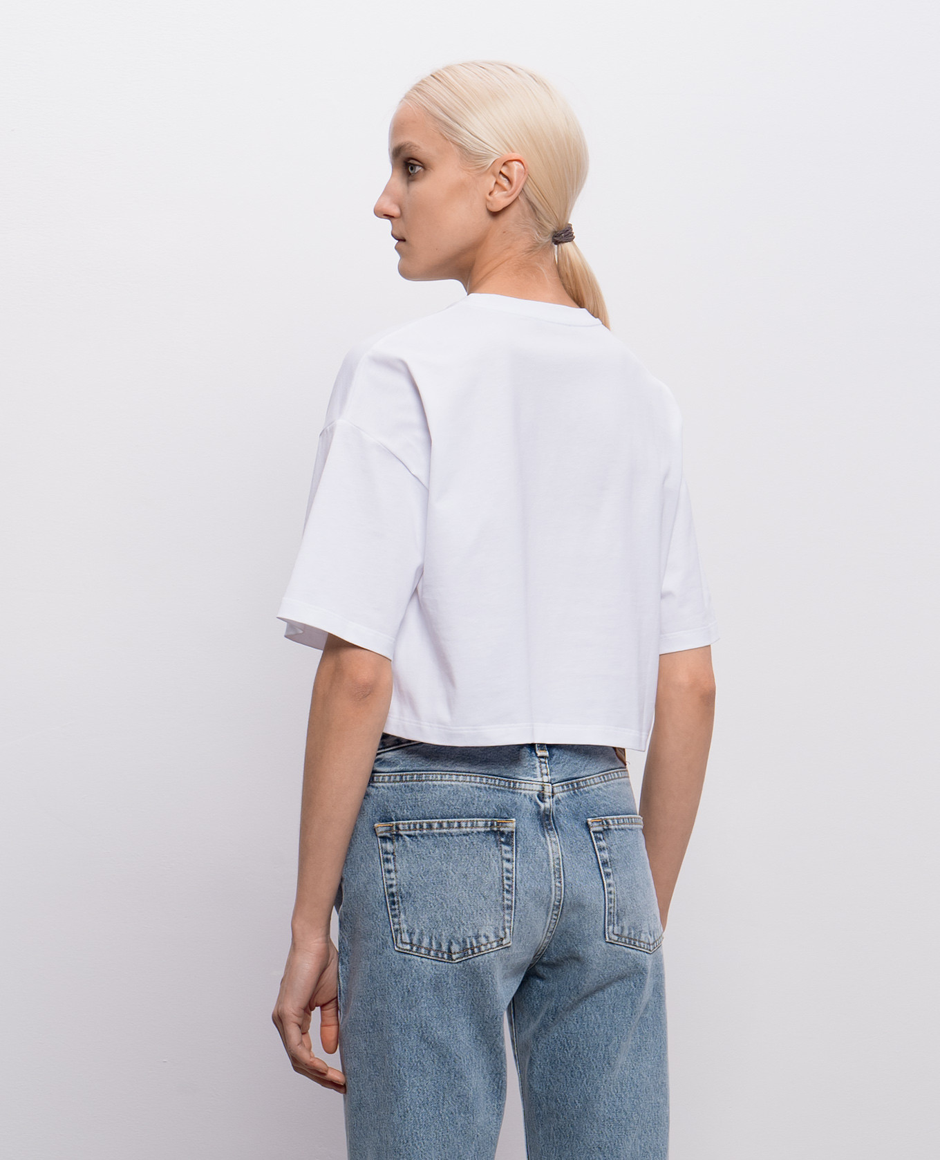 

White cropped T-shirt with embroidered logo Balmain