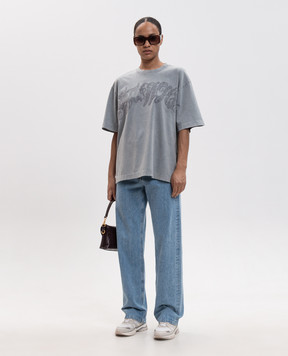 Off-White Grey T-shirt with embroidered logo 2FA00429T