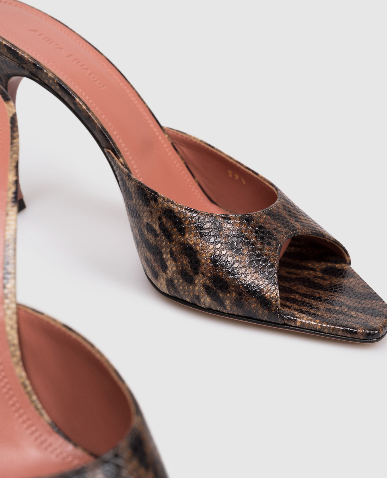 

Alexa Brown Leather Mules Amina Muaddi