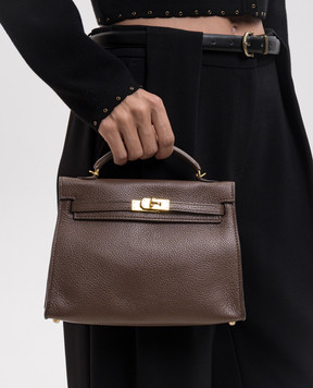 Babe Pay Pls Brown leather satchel bag 06508