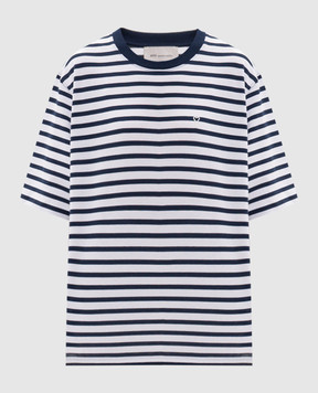 Ami Paris White striped T-shirt with embroidered logo UTS374JE0210