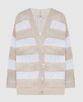 Peserico Beige striped cardigan S99149F059110F