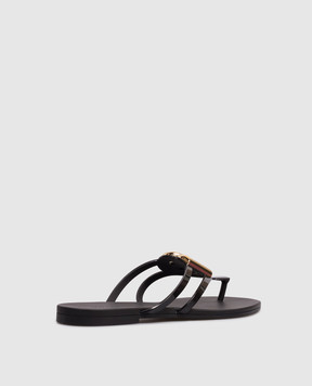 Dolce&Gabbana Black flip-flops with textured monogram CW2418AY817