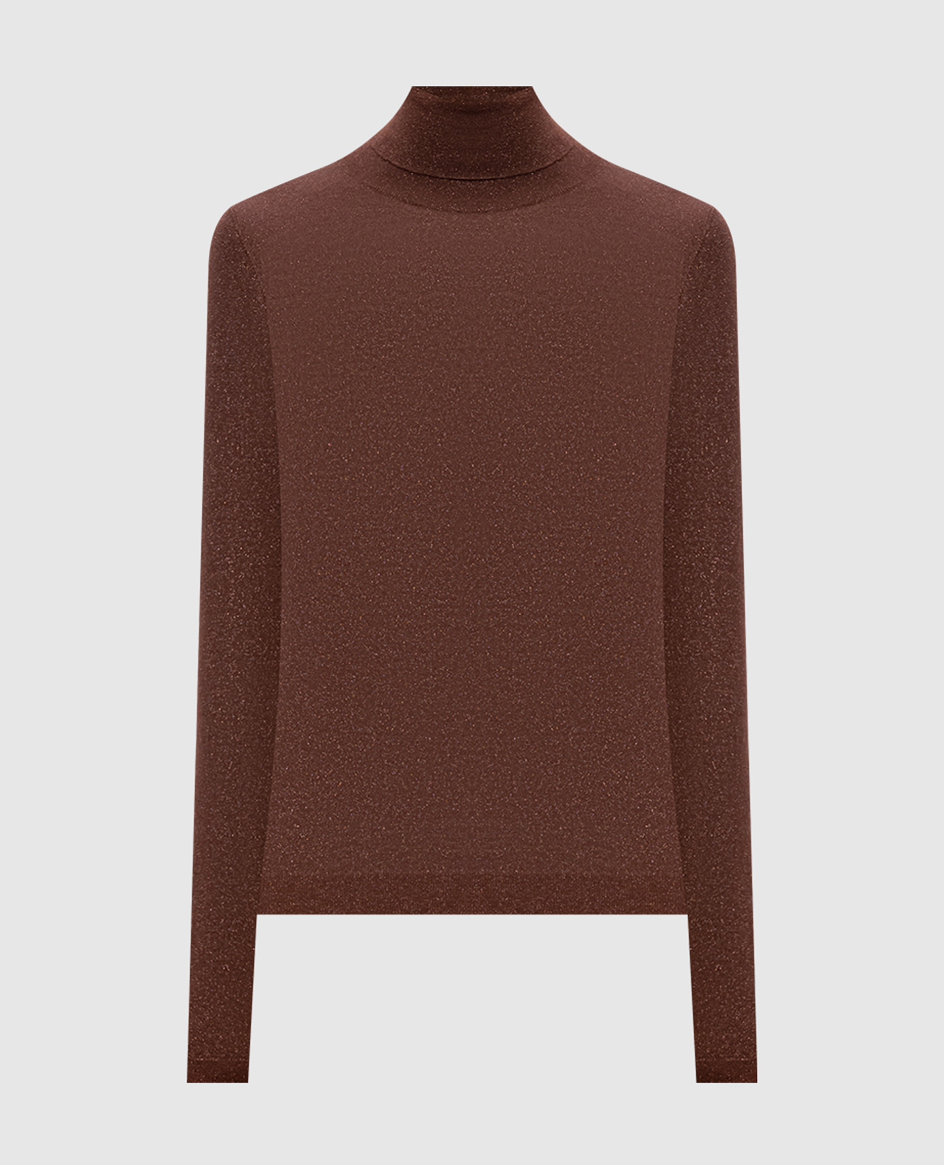 Brown cashmere and silk lurex turtleneck