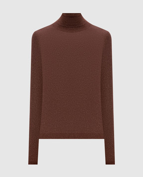 Brunello Cucinelli Brown cashmere and silk lurex turtleneck M41800063P