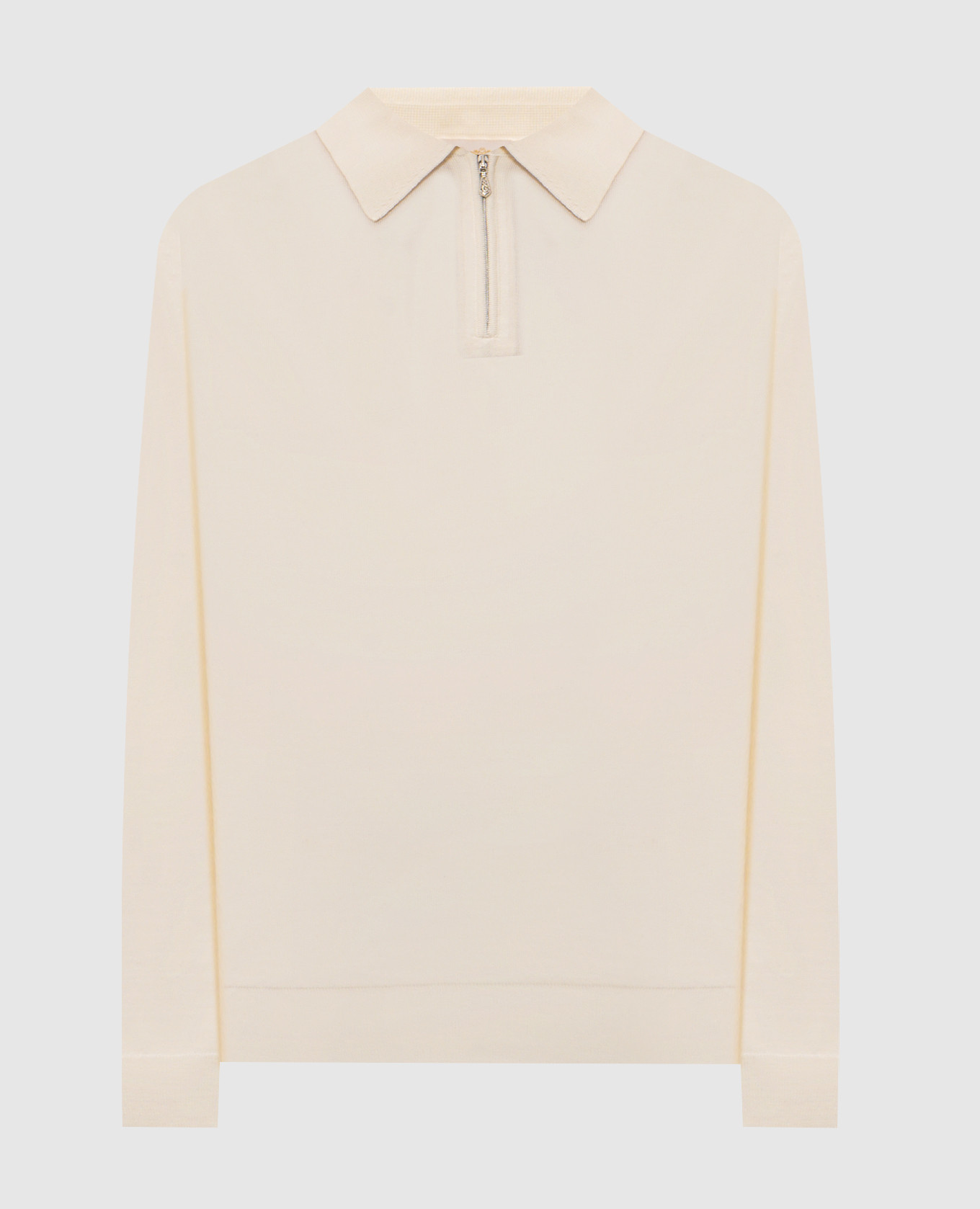 Ivory wool and silk polo shirt