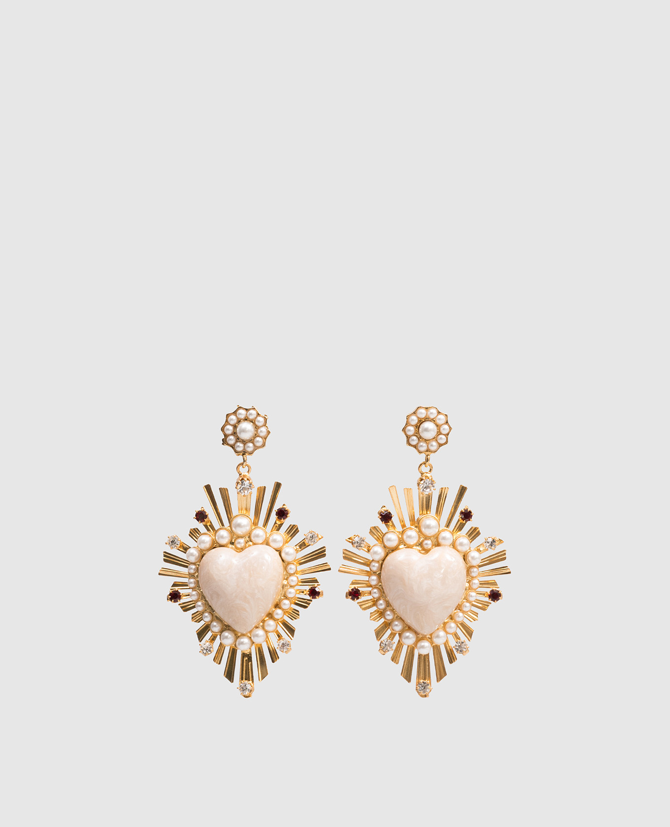 

Gold-tone earrings in the shape of a textured heart with beads CelesteG, Golden