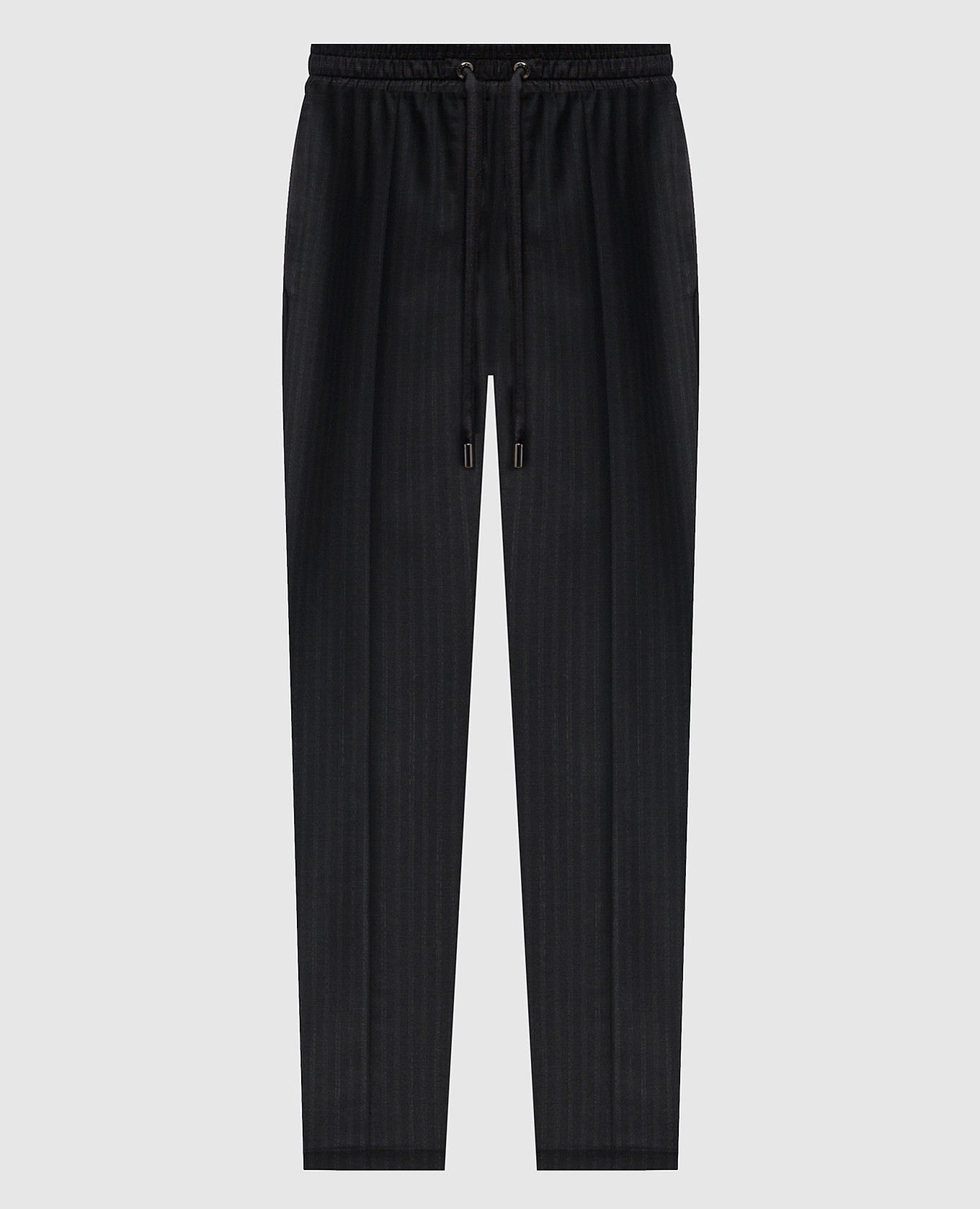 Pantalon en laine à rayures noires