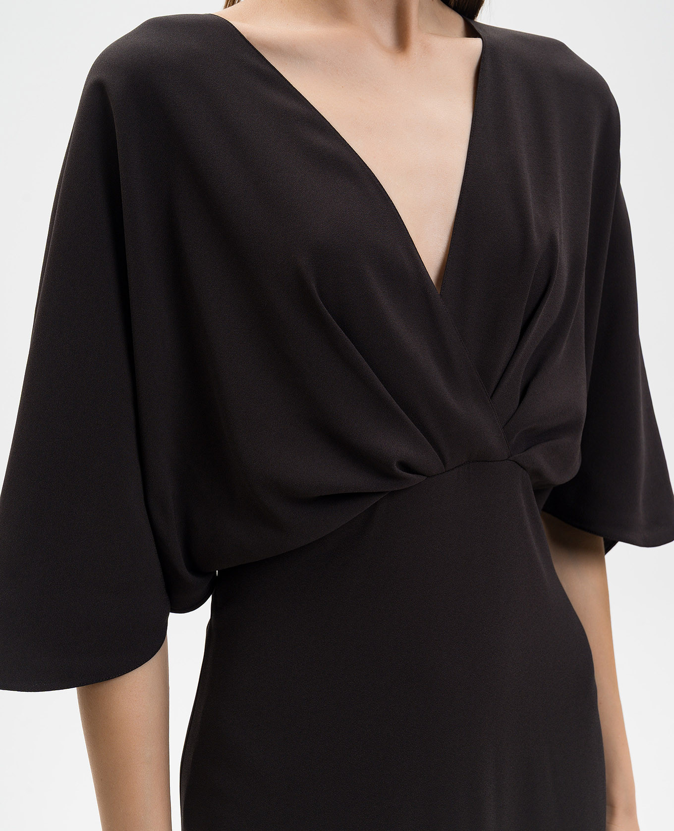 Brown midi dress with silk Agnona 4