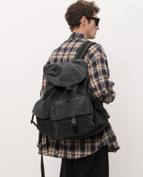 Juun.j Gray backpack with logo patch JC69D4P004