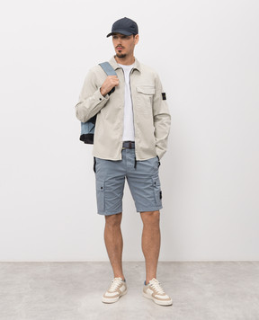 Stone Island Gray zip-up shirt with logo patch L1S151200015S0012