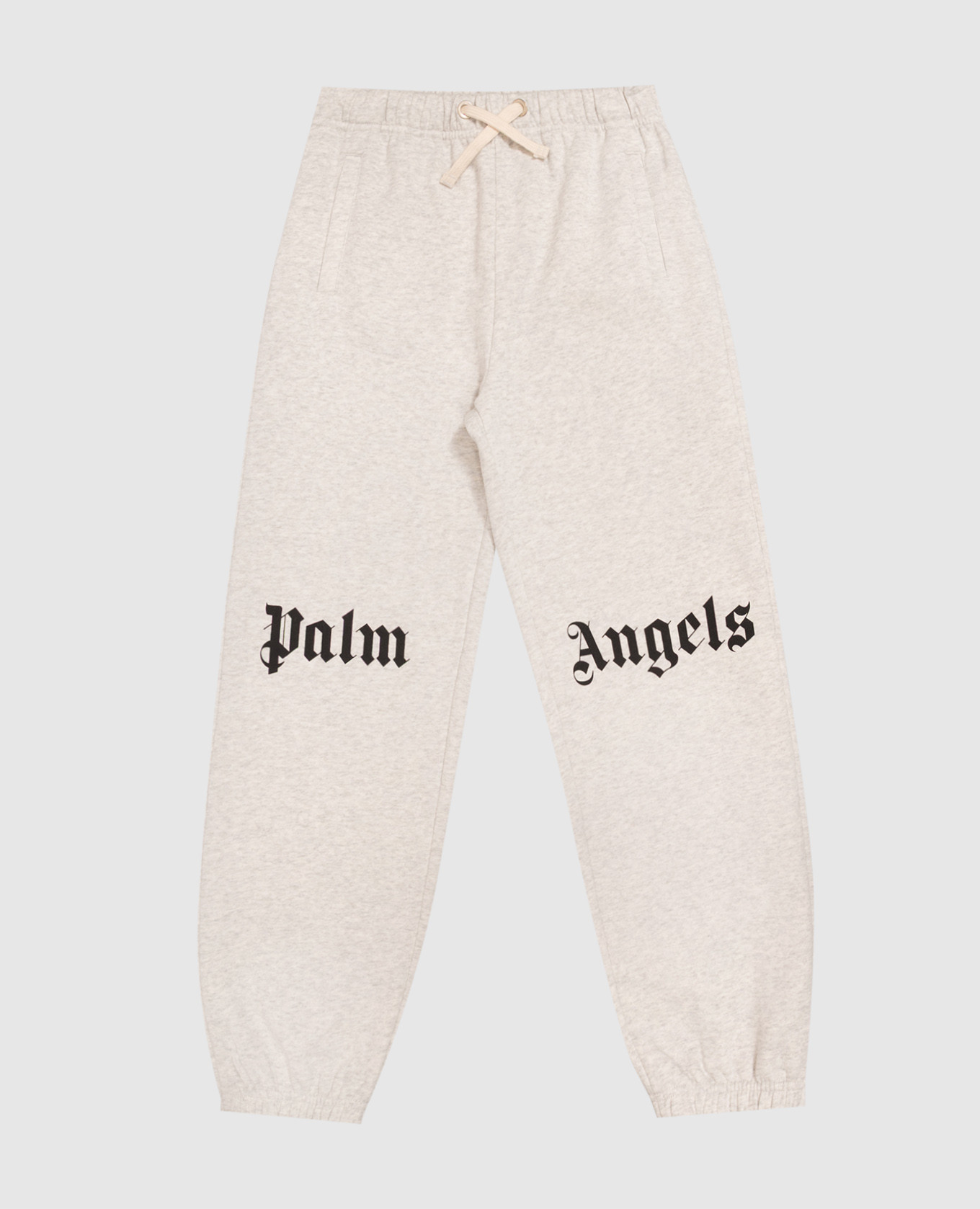 Kids' grey melange joggers with logo print