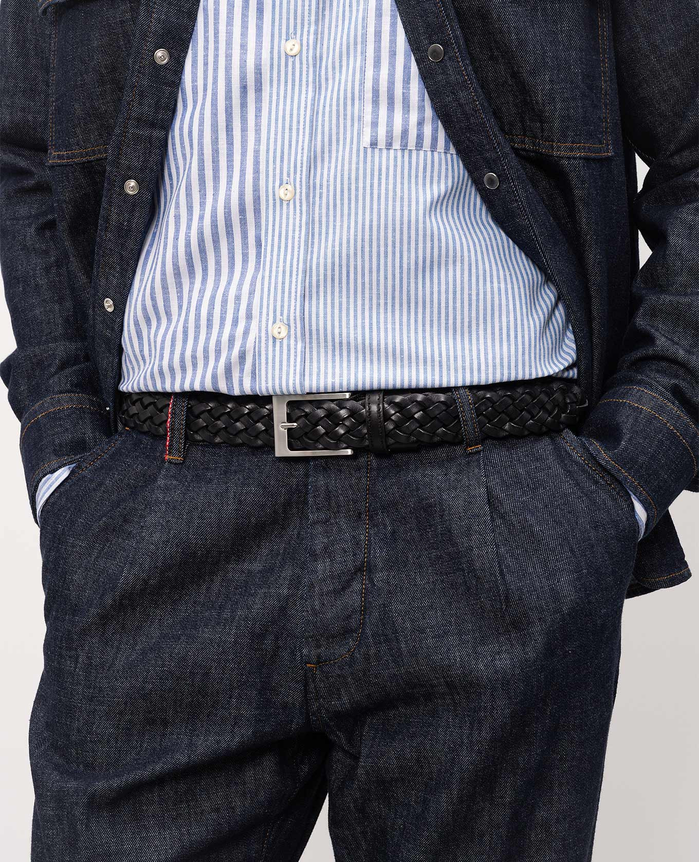 

Blue leather braided belt Cashmere&Whiskey