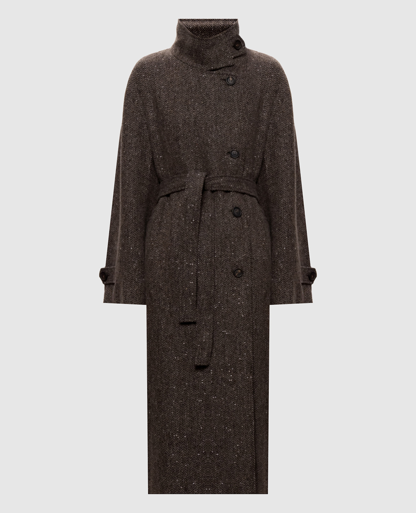 Brown coat with patterned wool