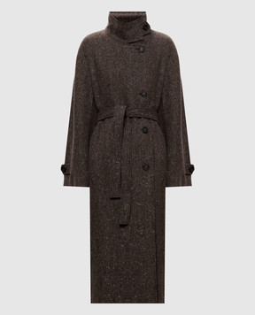 Brunello Cucinelli Brown coat with patterned wool MG5669766