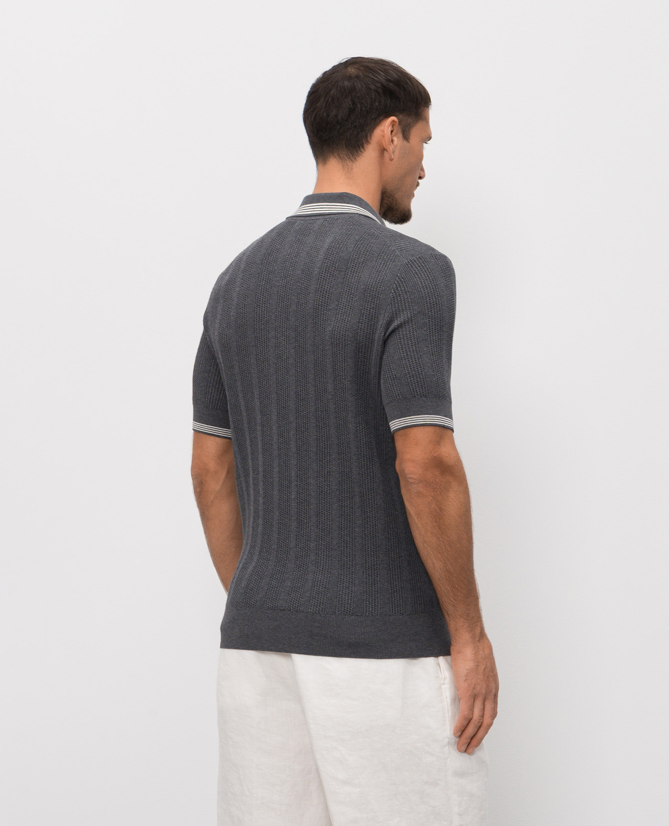

Gray polo with stripes Brunello Cucinelli, Grey