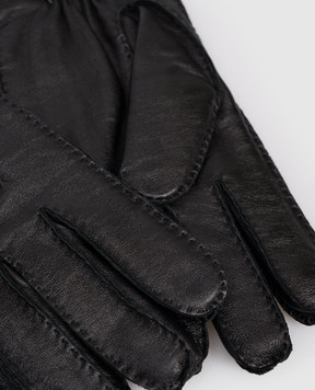 Trussardi Black leather gloves with emblem E302X000003NMG001L40