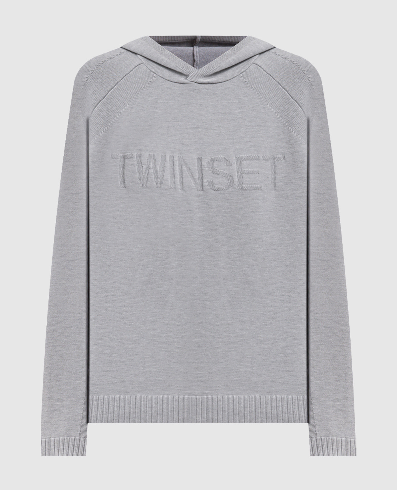 Grey hoodie with logo pattern