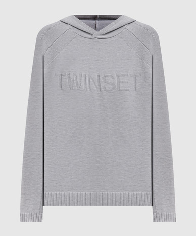 Grey hoodie with logo pattern