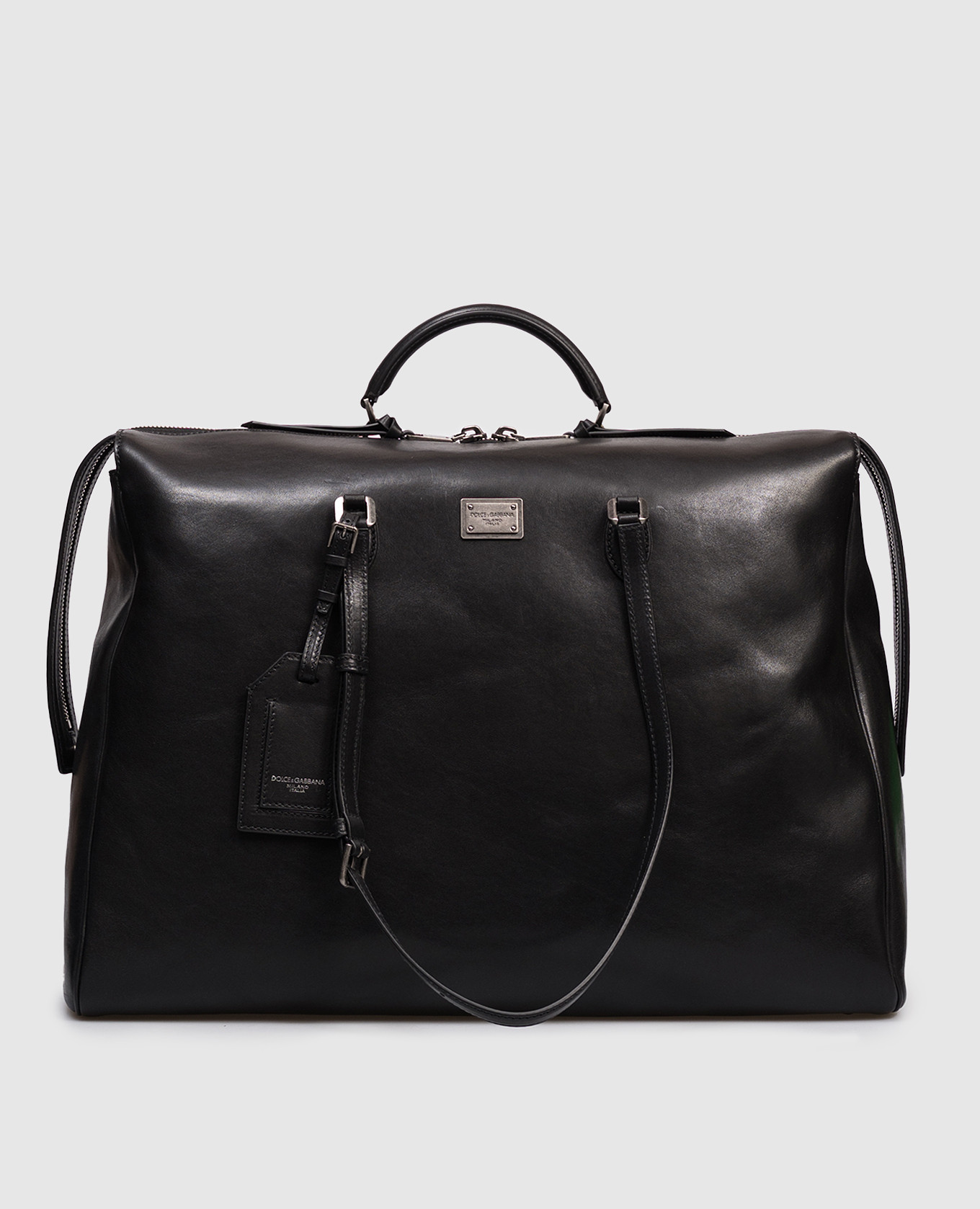 

Vittoria Black Leather Travel Bag with Logo Dolce&Gabbana