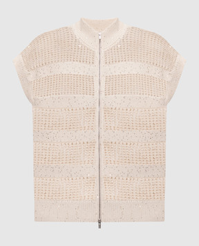 Peserico Beige vest with sequins S99123F0509110